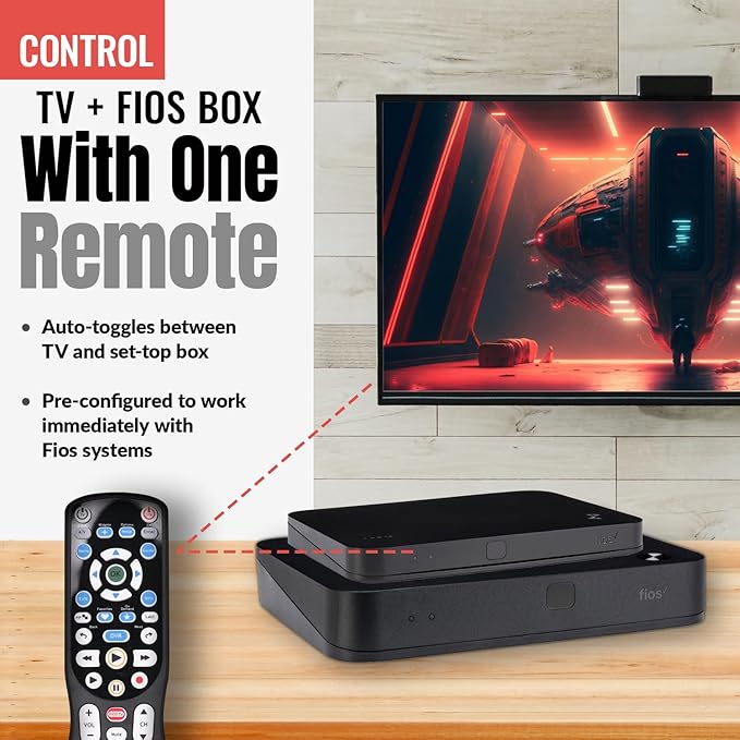 ANDERIC RRP265V5 Replacement Remote Control Compatible with Verizon FiOS 2-Device, Version 2/3/4/5 RC2655007/01, Work with All FiOS Systems and Set Top Boxes Replacement Controller