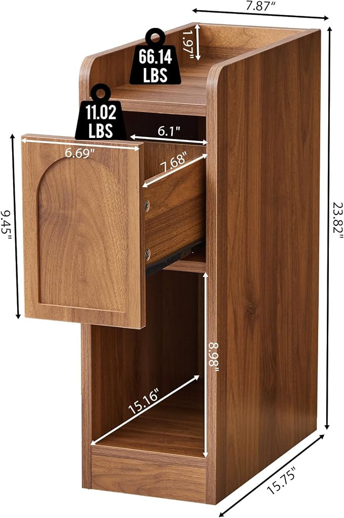 Narrow Nightstand, Slim Bedside Table - Image 2