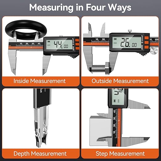 Preciva Digital Caliper - Rechargeable Stainless Steel Micrometer with IP54 Protection | Auto-Off, Large LCD Screen & Inch/Metric Conversion | Precision Measuring Tool 6Inch/150mm