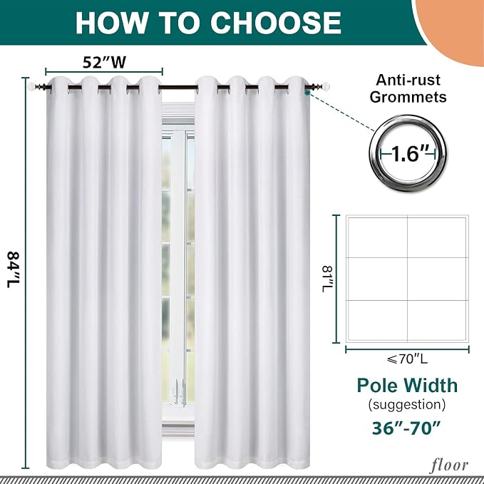 Diraysid 100% Blackout White Curtains Linen Curtains - Image 4