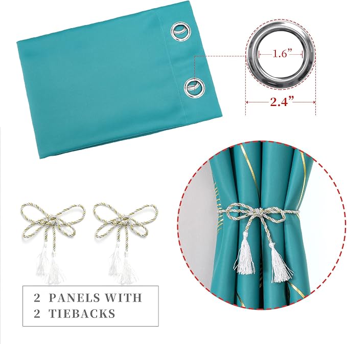 Teal Blackout Curtains 84 Inches Long - Image 4