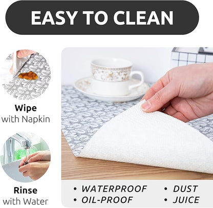 RAY STAR 12X120 Inch Shelf Liner for Kitchen Cabinets, Non-Adhesive Cabinet Liner Washable, PVC Drawer Liner for Dresser Non-Slip Bathroom (Black Floral)(9 Roll)