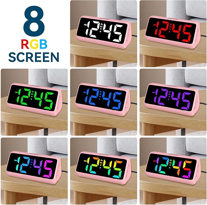 Loud Alarm Clock for Heavy Sleepers, RGB Alarm Clocks for Bedrooms Seniors Kids - Image 4