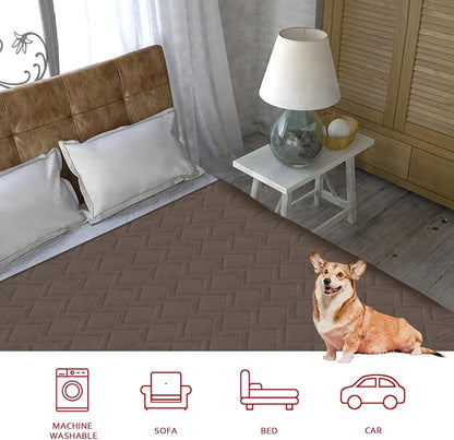 Moonsea Waterproof Blanket Dog Bed Cover with Non-Skid Bottom, Couch Cover for Dogs, Mattress Protector Furniture Protector, Bed Couch Sofa(86" X 82"), Chocolate