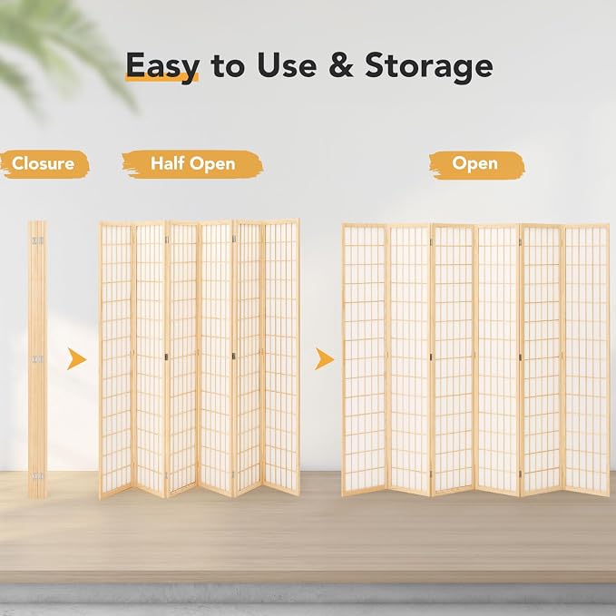 6Ft Room Divider Wall Shoji Screen, 6 Panel Folding Privacy Screen - Image 7