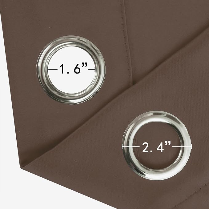 Blackout Curtains 66 x 72 Inch Long Chocolate Curtains Set of 2 Panels Room - Image 5