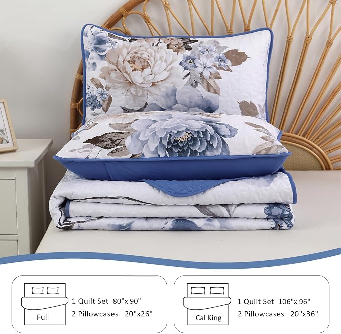 WONGS BEDDING Quilt Full Size, Soft Microfiber Lightweight Farmhouse Bed Cover - Image 7
