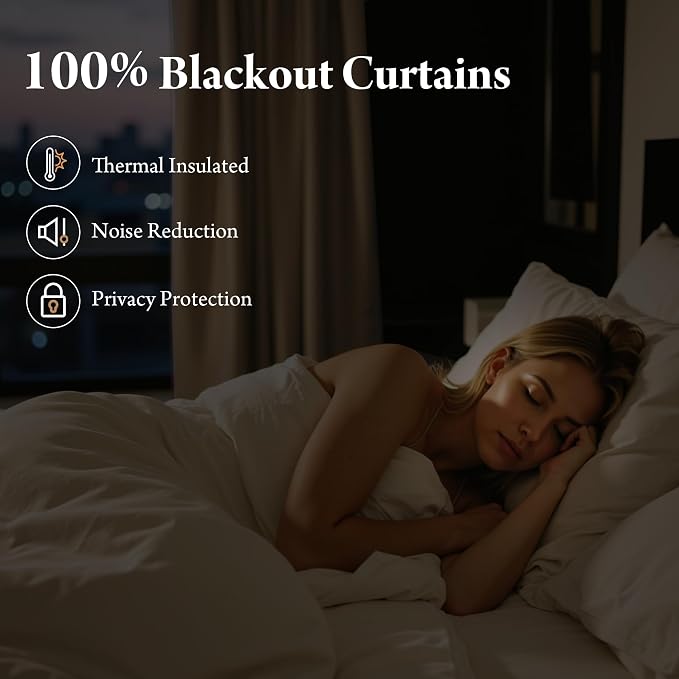 RYB HOME Linen Blackout Curtains 96 inches Long, 100% Blackout Noise Reducing - Image 5