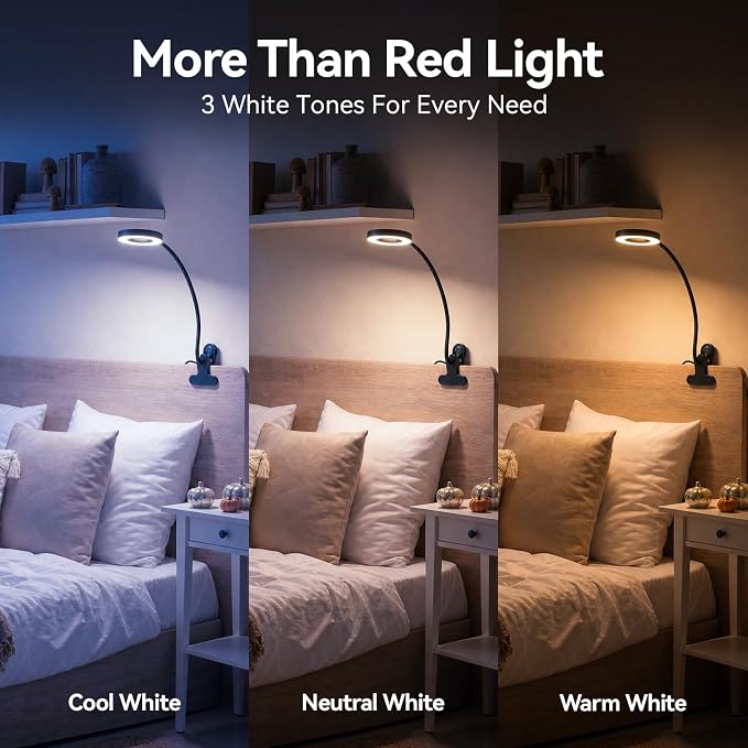 Clip On Reading Light for Bed, 670nm Red Light Lamp - Image 3