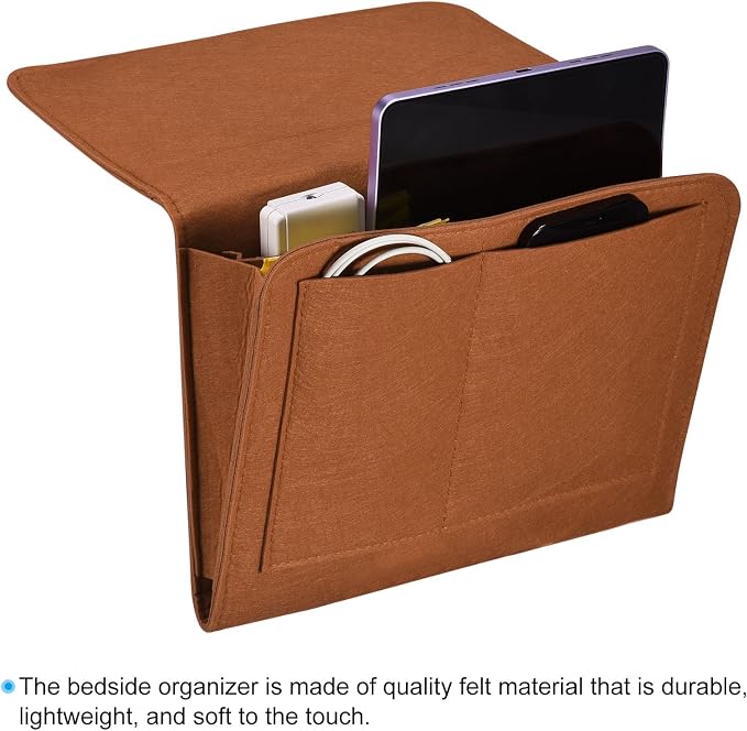 PATIKIL 11in Bedside Caddy, Bed Caddy Bedside Organizer Hanging 5 Pocket Soft - Image 4