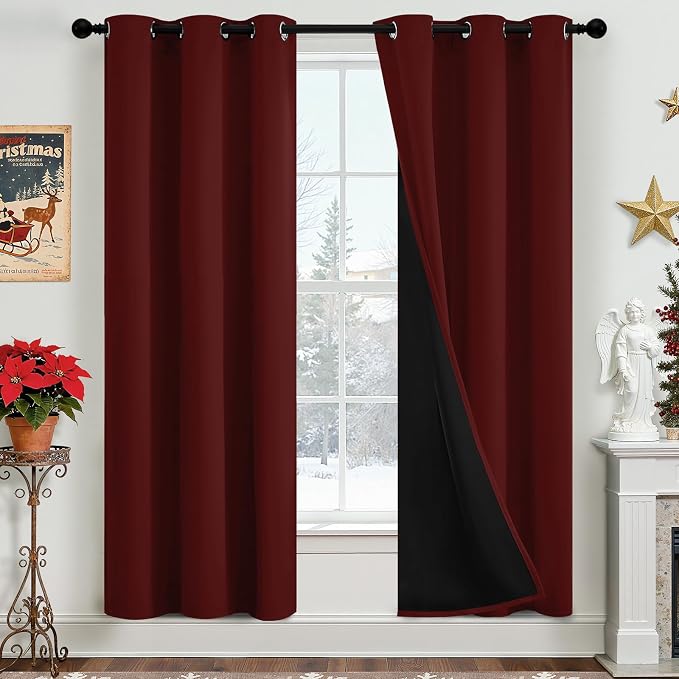 Yakamok Burgundy Red Blackout Curtains 72 inches Long by Yakamok