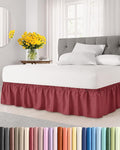 Wrap Around Dust Ruffle Bed Skirt - Burgundy - Twin/Twin XL Size Beds with 18 Inch Drop - Easy Fit Elastic Strap - Adjustable Pleated Bedskirt w/Brushed Fabric Wrinkle Free - Women, Men, Kids & Teens