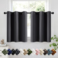 Short Dark Grey Half Blackout Curtains W40 x L36 Inch 2 Panels | Thermal by Woaboy