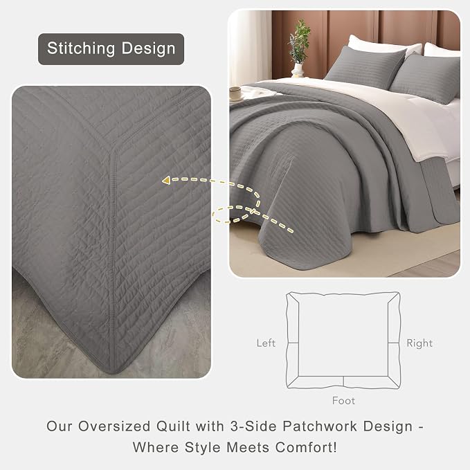 Lady Ann Gray Oversized King Bedspread 120x120 - Image 5