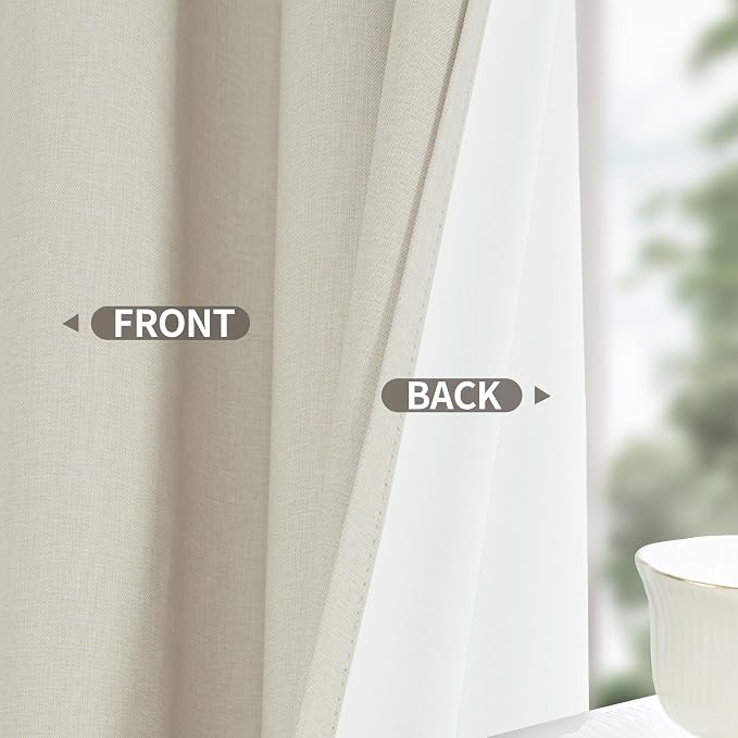 YoungsTex 48 Inch Length Blackout Curtains, Short Linen Room Darkening Drapes - Image 6