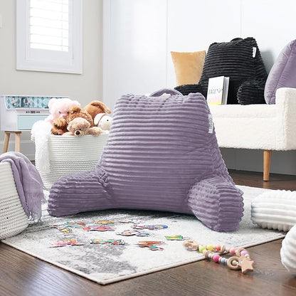 Nestl Reading Pillow with Shredded Memory Foam, Luxe Cut Plush Back Pillow for Sitting Up in Bed, Back and Arms Adjustable Support for Adult & Teens, Backrest Pillows with Washable Cover Dusty Purple