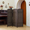 Compact 3 Panel Short Room Divider, 47.2 Inch Tall Double-Sided Rattan Folding by PawlaBay