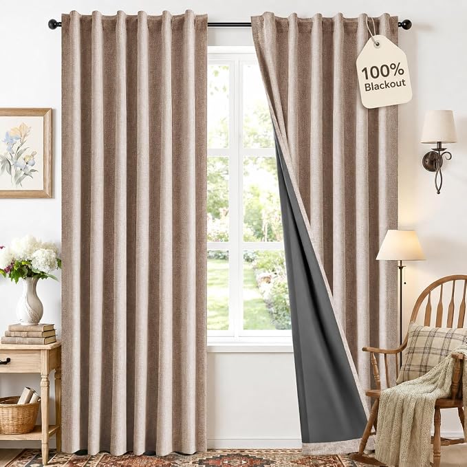 Deconovo Faux Linen 100% Blackout Curtains by Unknown
