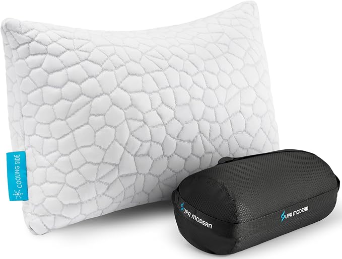Cooling Pillow Camping Size 1 Pack, Adjustable Bed Pillows by SUPAMODERN