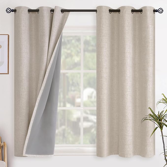 YoungsTex Oatmeal Linen Blackout Curtains 54 Inch Length by YoungsTex