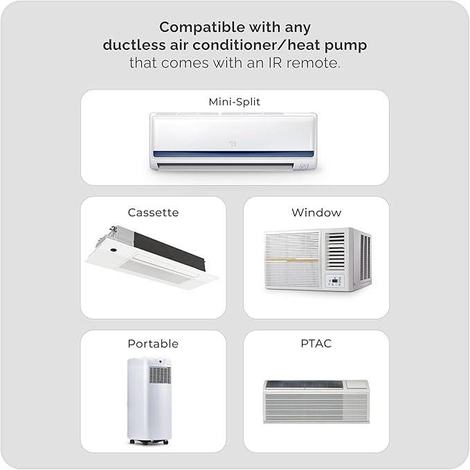 Breez Max | ENERGY STAR CERTIFIED Smart AC Controller | WiFi Thermostat for Mini-Split, Window, Portable ACs/Heat Pumps | AI-Based Tech | Free App, No Subscriptions | Alexa, Google, IFTTT etc. (White)