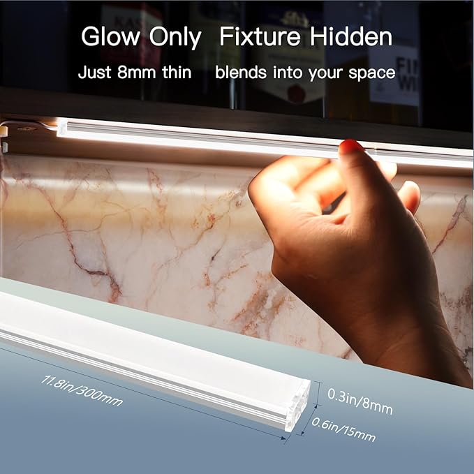 V4light Plug in Under Cabinet Lighting, 6 Pack 12 Inch Ultra-Slim LED Light Bars, Smart App/Voice/Remote Control, Works with Alexa, Dimmable & CCT Adjustable, 5W/Bar, for Kitchen, Closet, Counter