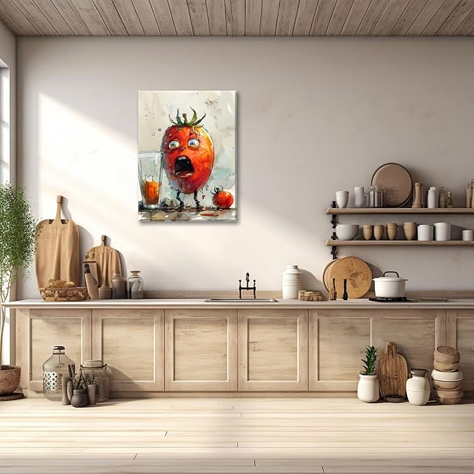 OIQArtOIQ Funny Kitchen Wall Art, Weird Kitchen Wall Decor, Vegetable Paintings - Image 4