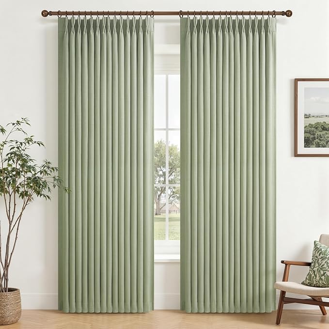 Sage Green Pinch Pleated Curtains 84 Inches Long - Image 2