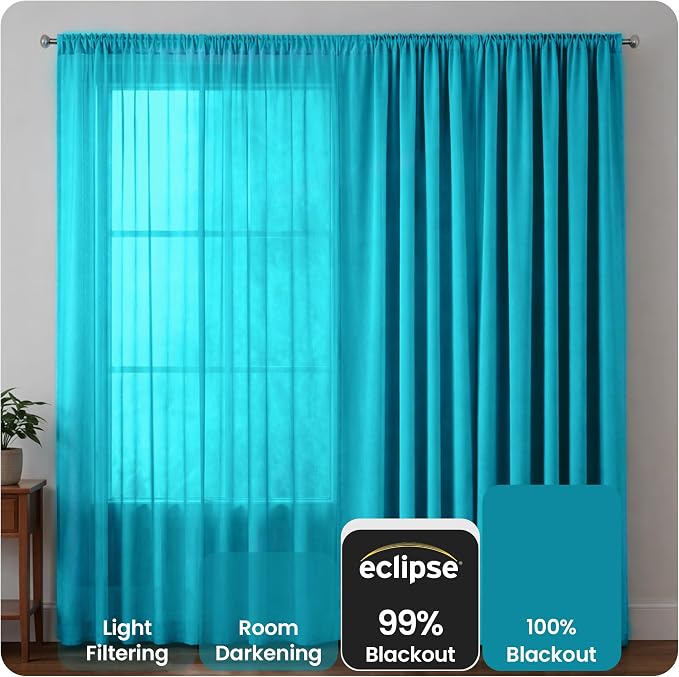 ECLIPSE Kendall Modern Blackout Thermal Rod Pocket Window Curtain - Image 3
