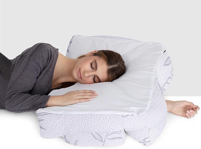 Wife Pillow the Side Sleeper Pillow with Arm Hole for Shoulder Pain - Arm Tunnel Pillow for Side Sleepers, Shoulder Relief & Neck Support Comfort Sleep Pillow for Adults - Charcoal Shredded MemoryFoam