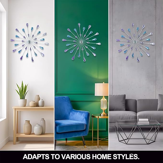 ZEXUIRU 3 Set Silver Starburst Wall Art - Image 7