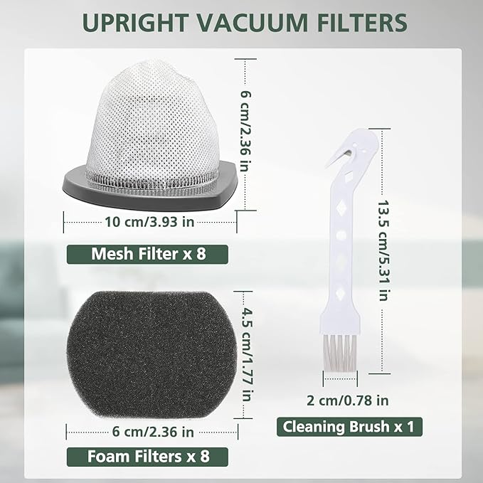 8 PACK 2033 Replacement Filter Compatible with Bissell Featherweight Stick Lightweight Bagless Vacuum Cleaner 20331, 20333, 20334, 20336, 20339, 2033M,8 Mesh Filter 8 Foam Filters, Replace No.#1611508