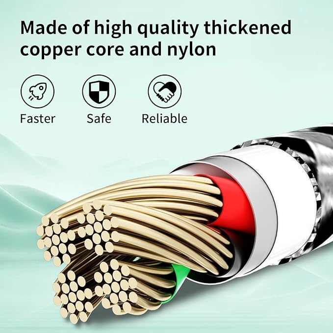 USB C Multi Charging Cable, (3 Pack 4FT), 3 in 1 Charging Cable Nylon Braided Universal Charger Cable with Type-C, Micro USB,IP Port for iPhone16/15 Series/Cell Phones & Pads and Other Devices