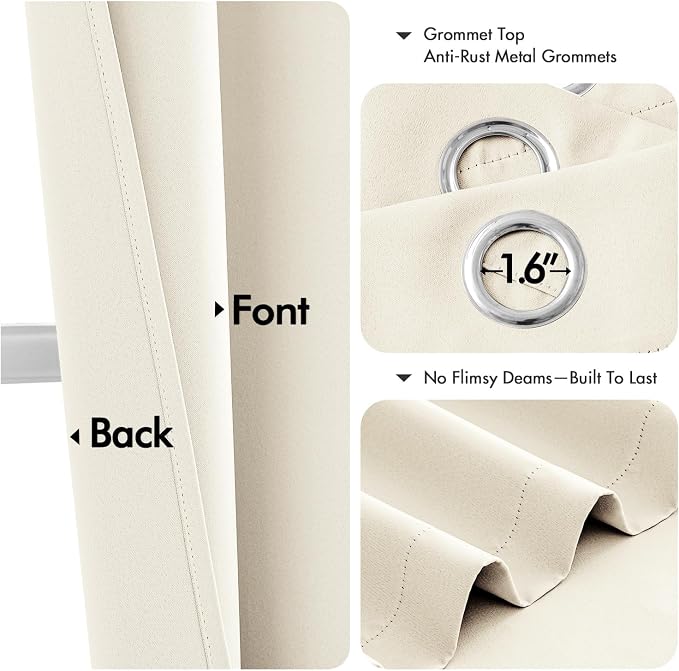 MIULEE Blackout Curtains for Bedroom 2 Panels 40 x 45 Inch Long Birch | Thermal - Image 4
