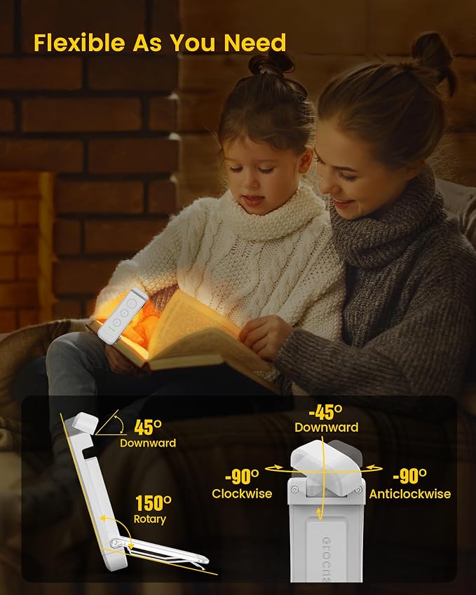 Glocusent USB Rechargeable Book Light, Portable Clip-on LED Reading Light | 3 - Image 5