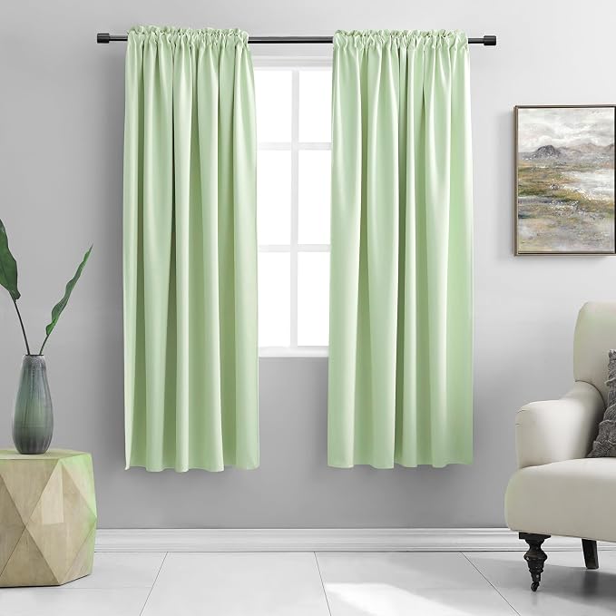 Light Lime Green Pretty Window Treatment Curtain Panels by DONREN