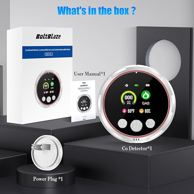 2 Pack 4-in-1 Carbon Monoxide Detectors &Natural Gas Leak Detector, Portable Carbon Monoxide Detectors Plug in & Battery Backup - Hotel and Travel Safety, RV, Home