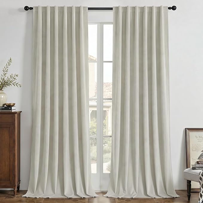 Joydeco 100% Blackout Curtains Velvet Black Out Curtain 102 Inch Drapes | by JOYDECO
