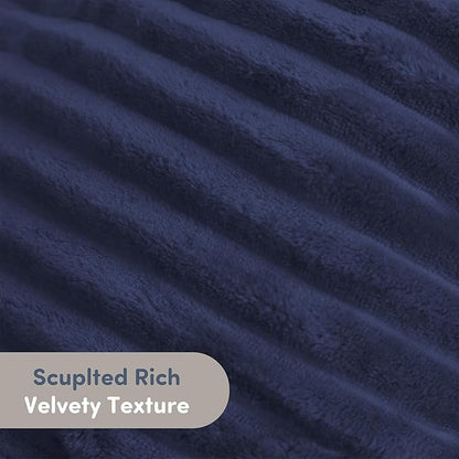 Nestl Reading Pillow for Kids & Teens with Shredded Memory Foam, Luxe Cut Plush Backrest Pillows for Reading and Gaming, for use on Couch, Bed, Floor, Adjustable Support with Washable Cover Navy Blue