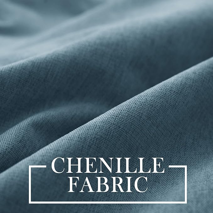 Macochico 100% Blackout Curtains Insulted Window Panels for Bedroom Living Room Dining Room Luxury Chenille Curtains Classic Home Decor Teal Blue Curtains with Tieback 52" Wx72 L Grommet 1 Panel