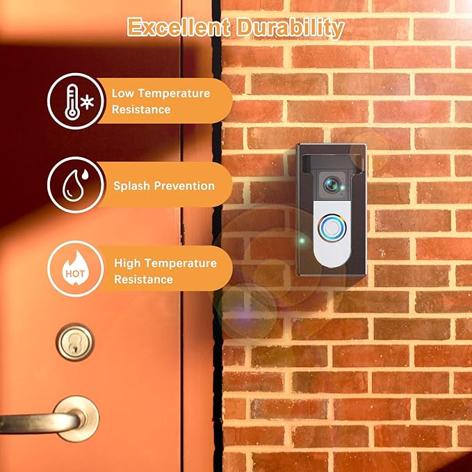 No Drill Adhesive Video Doorbell Mount Compatible for Ring/Blink Video Doorbell, Not Block Doorbell Sensor, QIBOX Anti-Theft Camera Mount Bracket Cover Holder