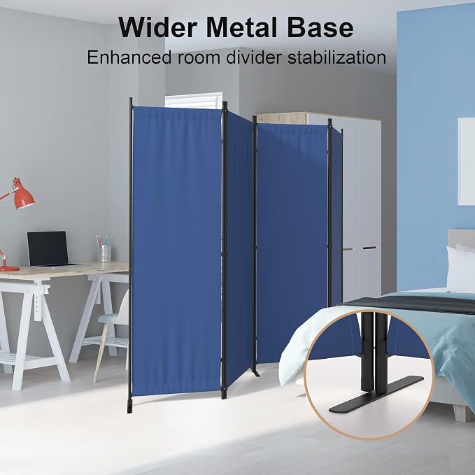 Room Partitions and Dividers 4 Panel Portable Wall w/ 3 Wider Feet Folding Room - Image 6