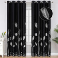 Blackout Curtains 84 Inches Long 2 Panles Elegant Silver Palm Tree Designed by ESTELARTEXTILER