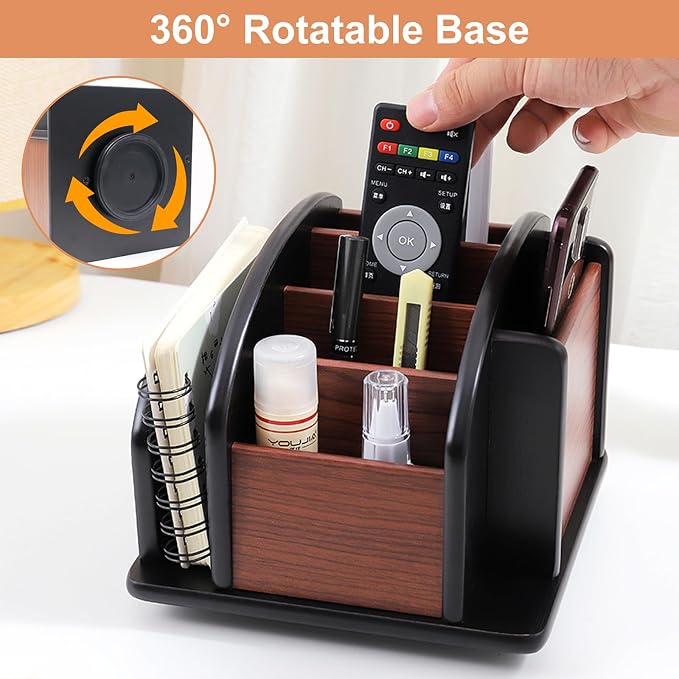 Coideal Remote Control Holder Caddy, 360° Rotating Coffee Table Organizer - Image 5