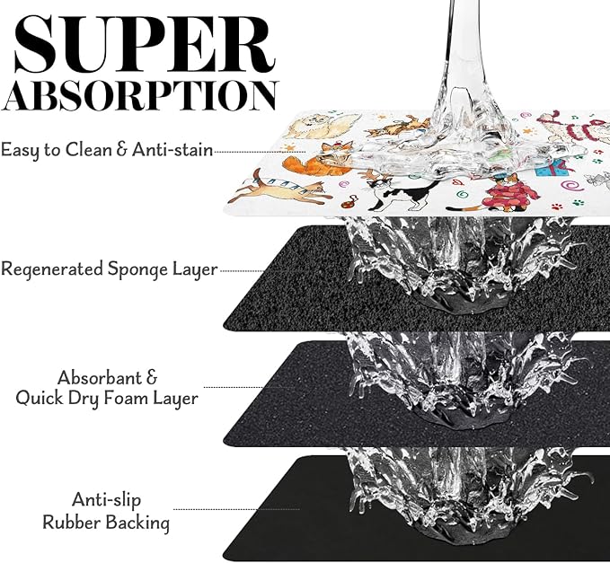 Dog Food Mats for Floors, Absorbent Dog Bowl Mats for Food and Water, Quick Dry Pet Cat Food Mat Non-Slip Pet Supplies