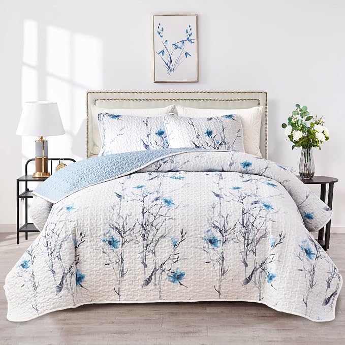 Flysheep Botanical Quilt Set 2 Pieces Twin Size, Soft Microfiber Lightweight by Flysheep