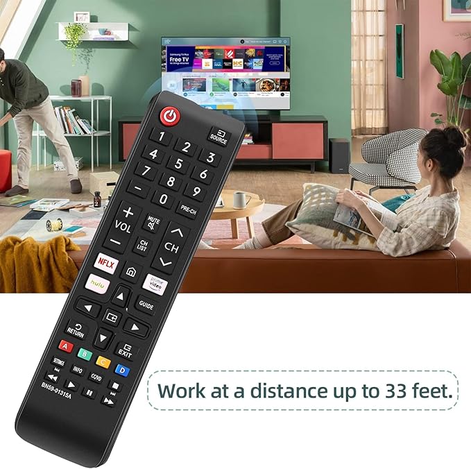 BN59-01315A Universal Remote for All Samsung TV Remote w Netflix Hulu Button UN43RU7100 UN50RU7200 UN65RU710D UN75RU710D LCD LED HDTV 3D Smart TVs
