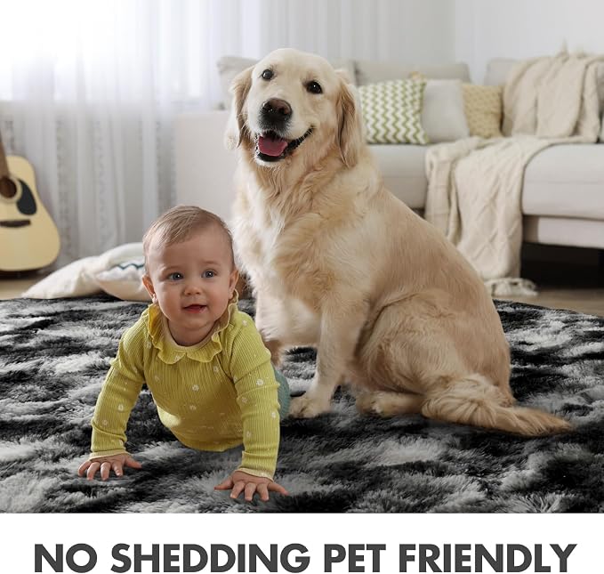6x9 Ft Large Shag Rugs for Living Room Decor, Tie-Dyed Ultra Soft Fluffy Furry - Image 4
