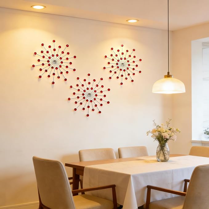 ZEXUIRU 3 Set Silver Starburst Wall Art - Image 4