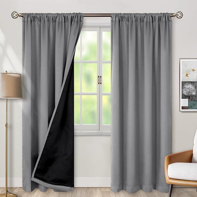 BGment Dove Grey 100% Blackout Curtains 84 Inches Long - Image 2